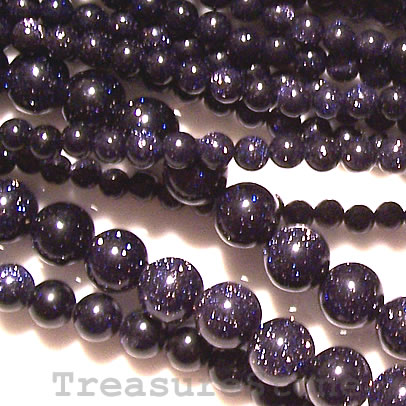 Bead, blue goldstone, 3mm round. 15.5-inch, 125 beads