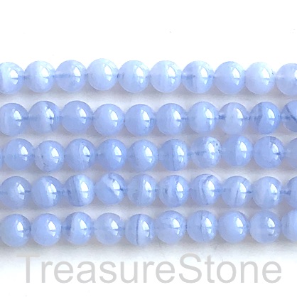 Bead, blue lace agate, Chalcedony, grade A-, 6mm round. 15",62pc