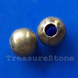Bead, brass-colored, 6mm round, pkg of 100 pcs