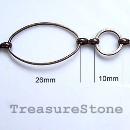 Chain, brass,bronze-finished, 13x7/5mm. Sold per pkg of 1 meter.
