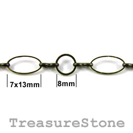 Chain, brass, bronze-finished, 7x13/8mm. Sold per pkg of 1 meter