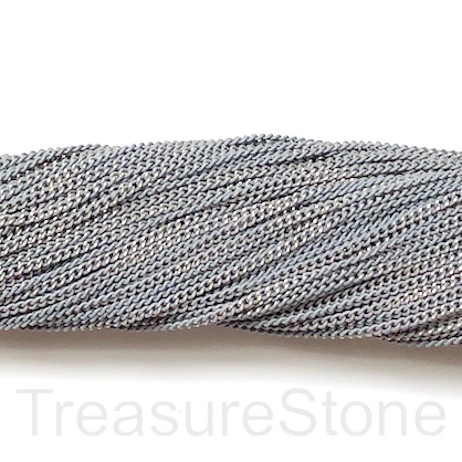 Chain, iron, grey, gold, 2mm flat cable. Pack of 2m.