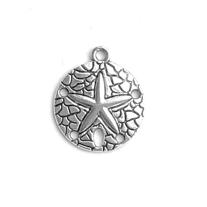 Charm, pendant, connector, Silver-finished, 20mm starfish. 4.