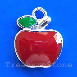 Charm/pendant, chrome-finished, 17mm apple. Sold individually
