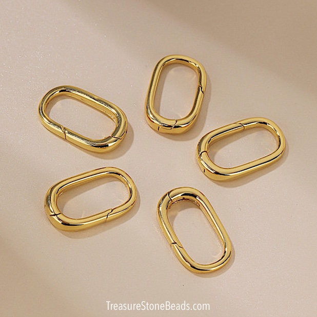 Carabiner, spring clasp, brass, gold plated, 12x20mm. Ea