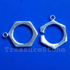 Clasp, bright silver-plated brass, 18mm. 1 pair