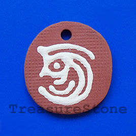 Pendant, clay, 33x35mm. Sold individually.