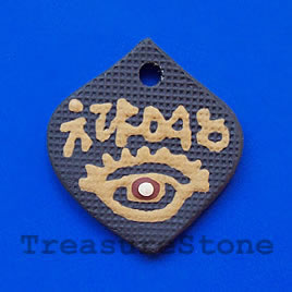 Pendant, clay, 35x40mm. Sold individually.