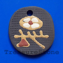 Pendant, clay, 32x34mm. Sold individually.