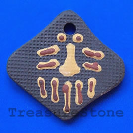 Pendant, clay, 39x41mm. Sold individually.