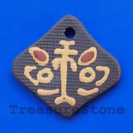 Pendant, clay, 38x42mm. Sold individually.