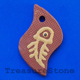 Pendant, clay, 30x48mm. Sold individually.