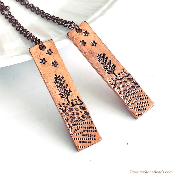 Pendant, antiqued copper-finished, Tree, mountain, 10x42mm. ea