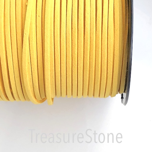 Cord, faux suede lace, banana yellow, 3mm. Pkg of 4 meters.