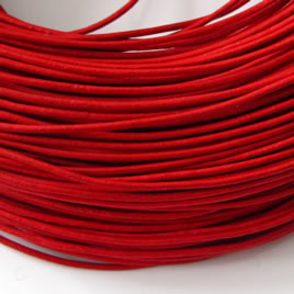 Cord, leather, red 1.5mm. Sold per 2-meter section
