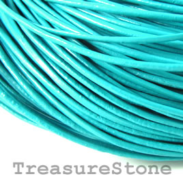 Cord, leather, turquoise 1.5mm. Sold per 2-meter section
