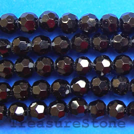 Bead, crystal, black, 3.5-4mm faceted Round. 17-inch, 125pcs