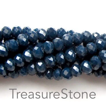 Bead, crystal, dark navy blue, 4x6mm rondelle, 16.5inch, 90pcs