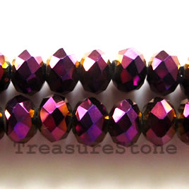 Bead, crystal,metallic pink, 6x8 faceted rondelle.17-inch strand