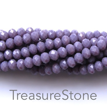 Bead, crystal, lavender, 4x6mm rondelle, 17.5-inch