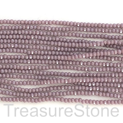 Bead, crystal, mid purple, 2x3mm faceted rondelle. 17"