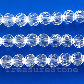 Bead, crystal, clear, 4mm round, 15 inch
