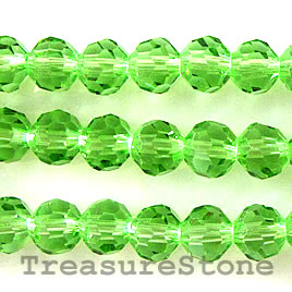 Bead, crystal, green, 4mm round,13 inch