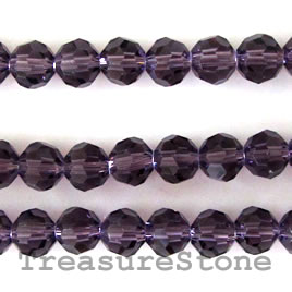 Bead, crystal, purple, 4mm round, 14-inch