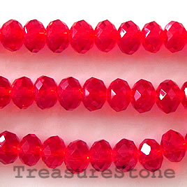 Bead, crystal, red, 5x8mm rondelle,16 inch