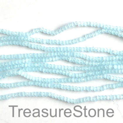 Bead, crystal, aquamarine, 2x3mm faceted rondelle. 16 inch
