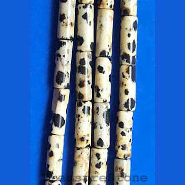 Bead, dalmatian jasper, 4x13mm tube. 16-inch strand.