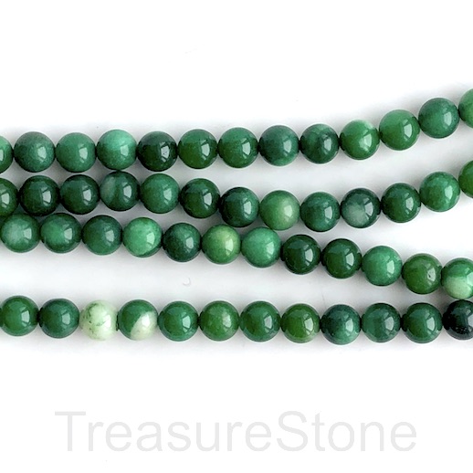 Bead, dyed jade, dark green 2, 8mm round. 15.5-inch, 48pcs