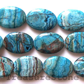 Bead, crazy lace agate (dyed), 18x26mm oval. 16 inch strand.