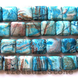 Bead, crazy lace agate (dyed), 16mm flat square, 15.5 inch.