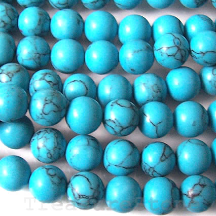Bead, dyed howlite, 6mm round. Sold per 16-inch strand.