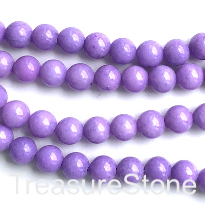 Bead, jade, dyed, solid lilac 2, 8mm, round. 15', 50pcs