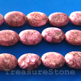 Bead, medical stone maifanite, pink (dyed), 18x25mm oval. 16 "