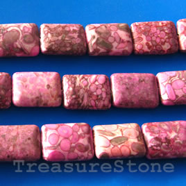 Bead, medical stone,maifanite,pink (dyed), 15x20mm rectangle.16"