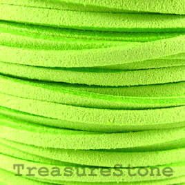 Cord, faux suede lace, green, 3mm. Pkg of 4 meters.