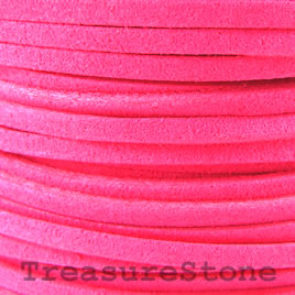 Cord, faux suede lace, bright hot pink, 3mm. Pkg of 4 meters.