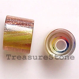 Bead, Fire Design cane glass, about 10x10mm round tube. Pkg of 2