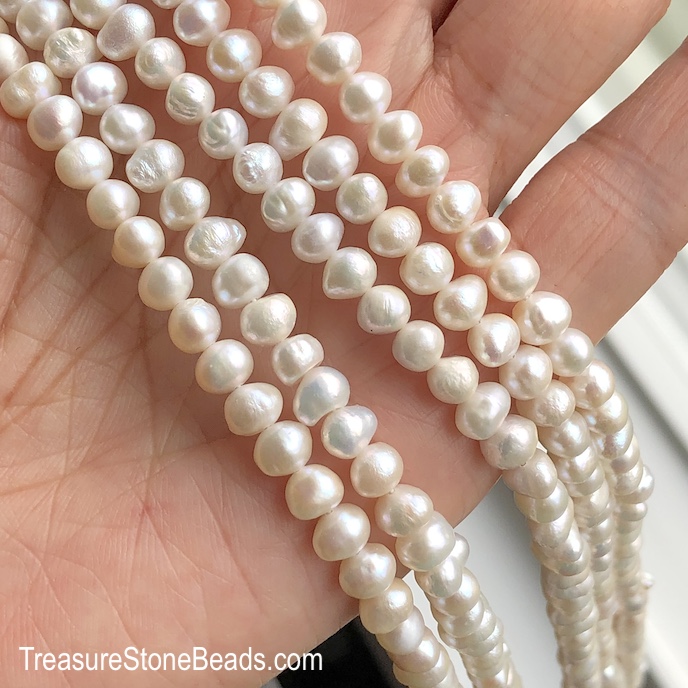 Pearl, freshwater, white, 5-6mm potato. B- grade. 15inch, 82pcs