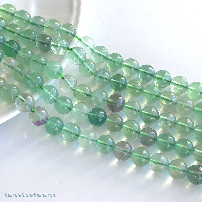Bead, green Fluorite 2026, 8mm round. 15 inch. 46pcs