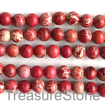 Bead, Imperial Jasper, dyed, red, Round, 8mm. 15.5 inch, 50pcs