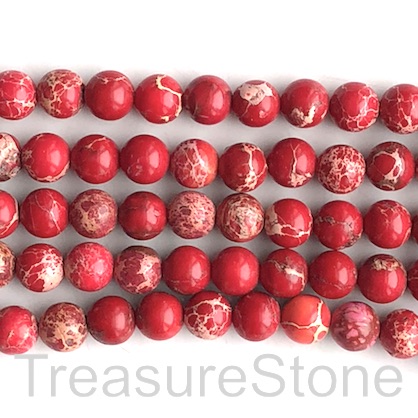 Bead, Imperial,impression Jasper, dyed, red, 8mm. 15.5 inch,47