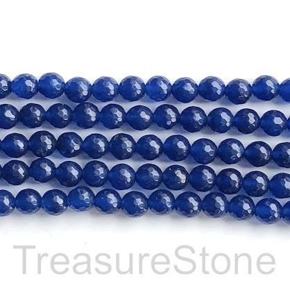 thumbnail image 2 of Natural 6mm Faceted Dark Blue Jade Loose Beads – Round, AA Quality, 15” Strand, Center-Drilled 2 of 2