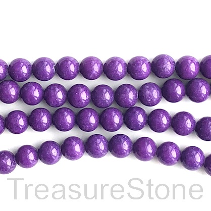Bead, jade (dyed), purple, 8mm round, 16-inch, 49pcs