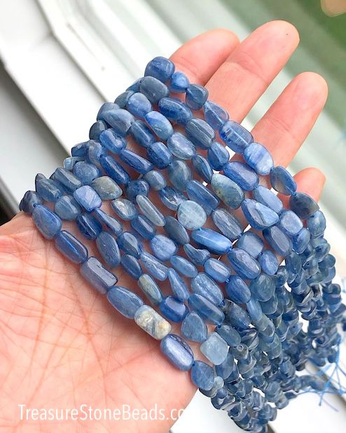 Bead, kyanite, grade B, about 7x10mm nugget. 15.5 inch