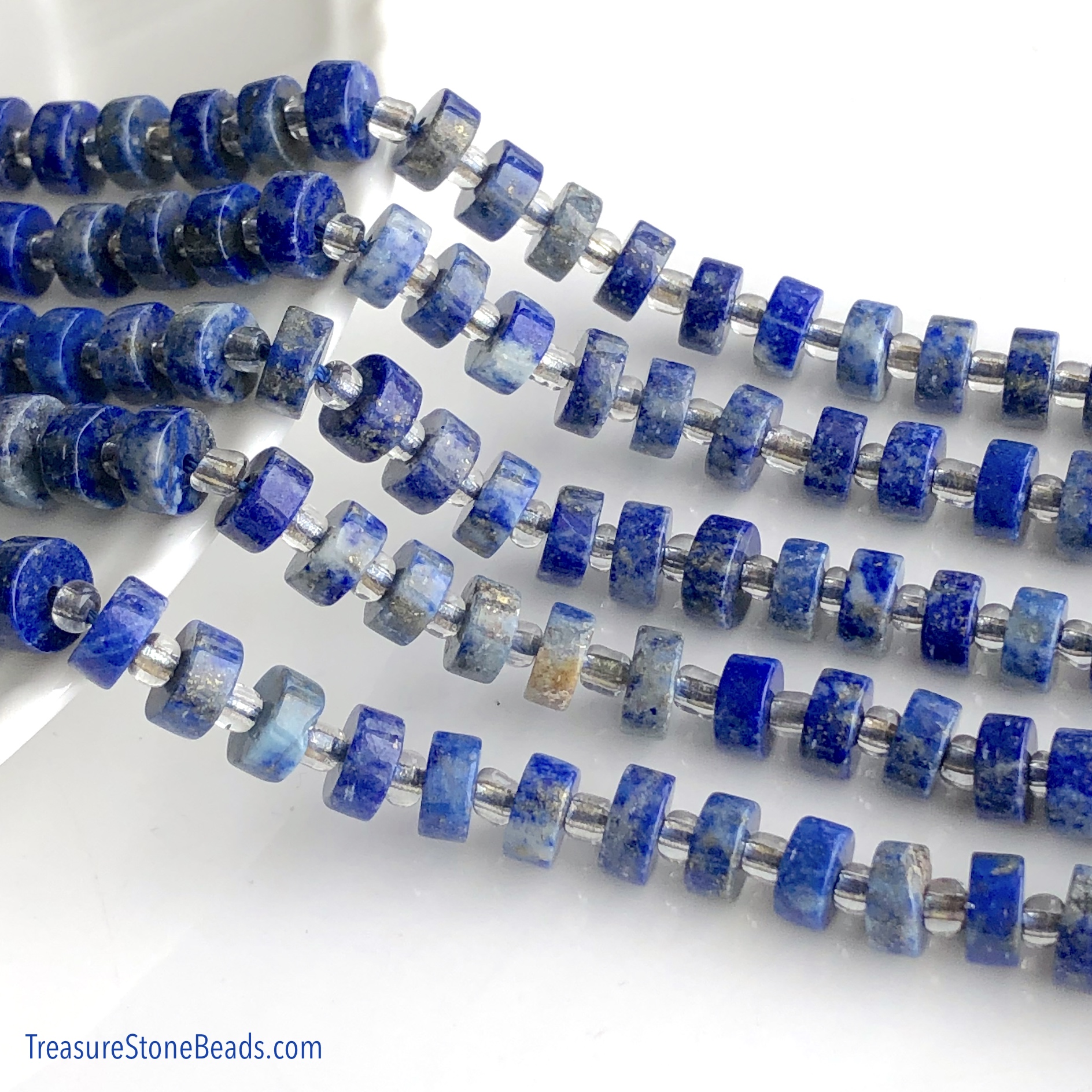 Bead, lapis lazuli, 6x3mm disc. 15-inch, 68pcs