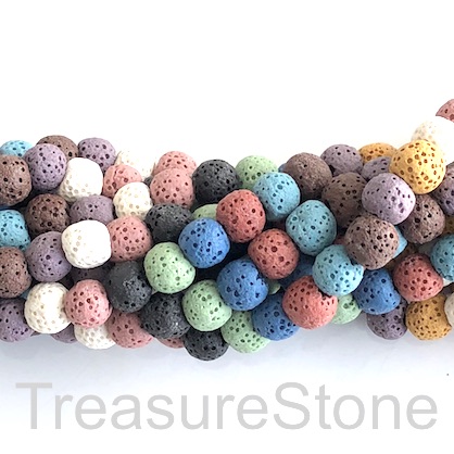 Bead, mixed colour lava (dyed), about 8mm round. 15.5", 50pcs